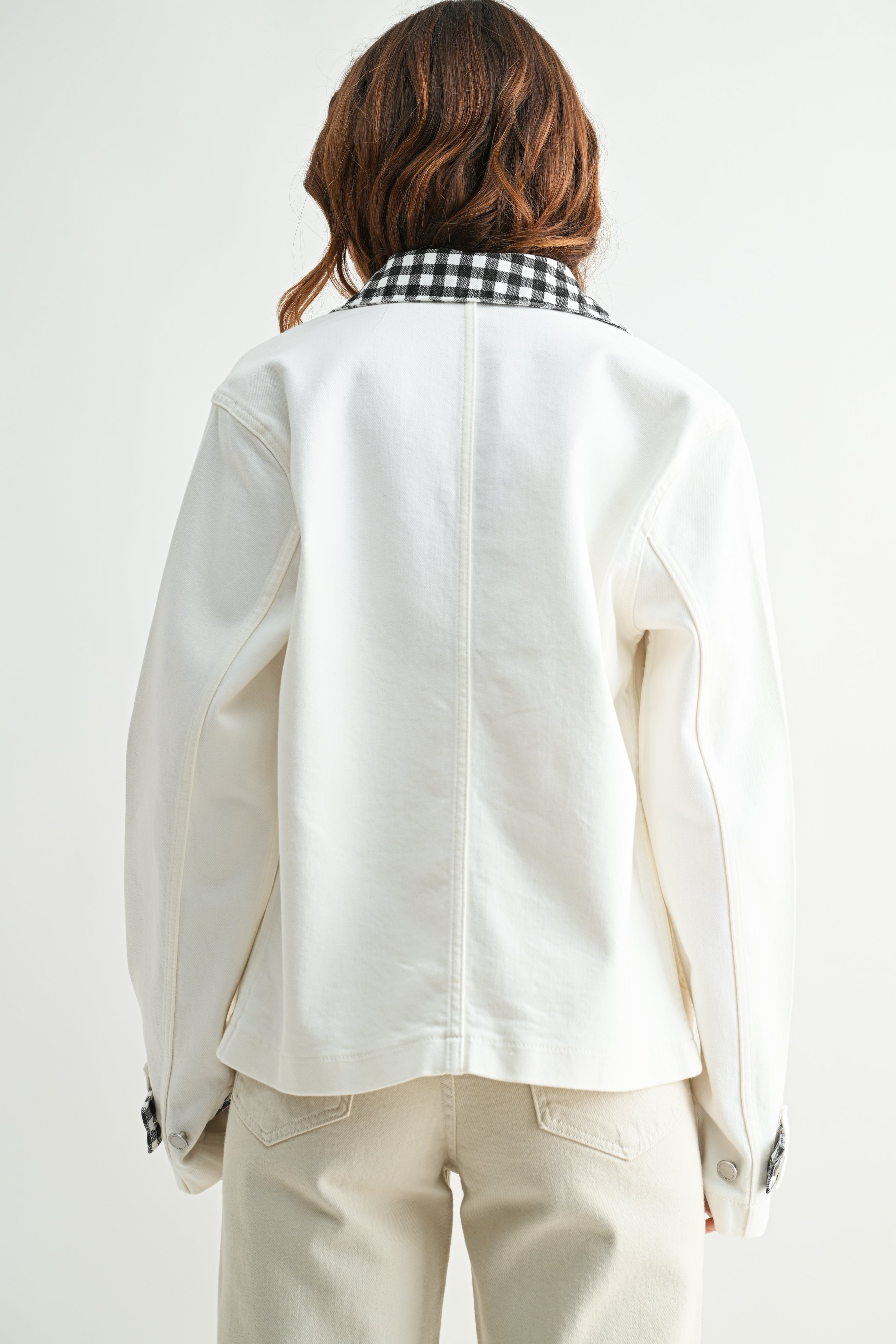Cici Checker Collared Jacket-5