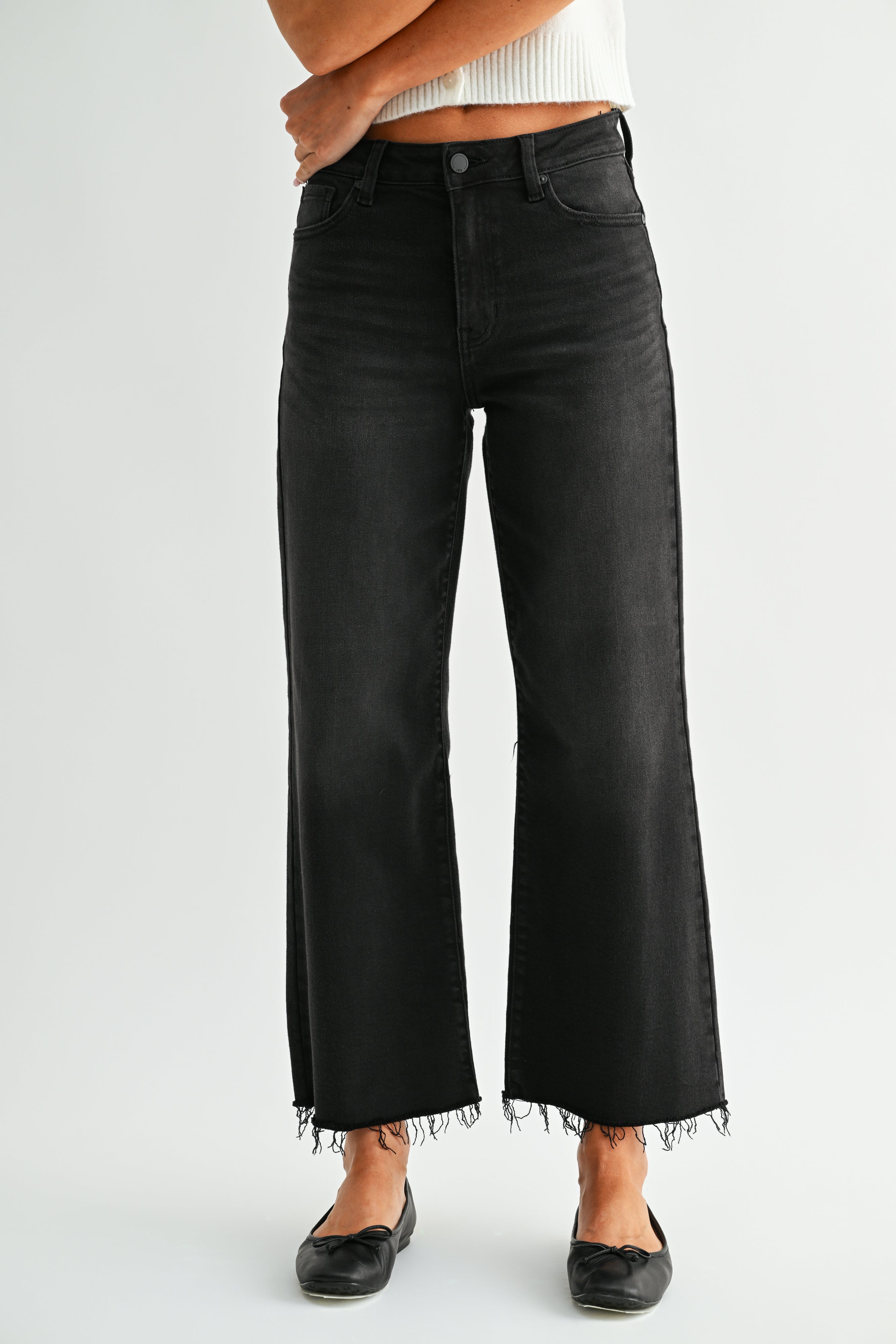 Sarah Slim Wide Crop Jean | Mid-Rise Wide Leg Denim – JBD Label