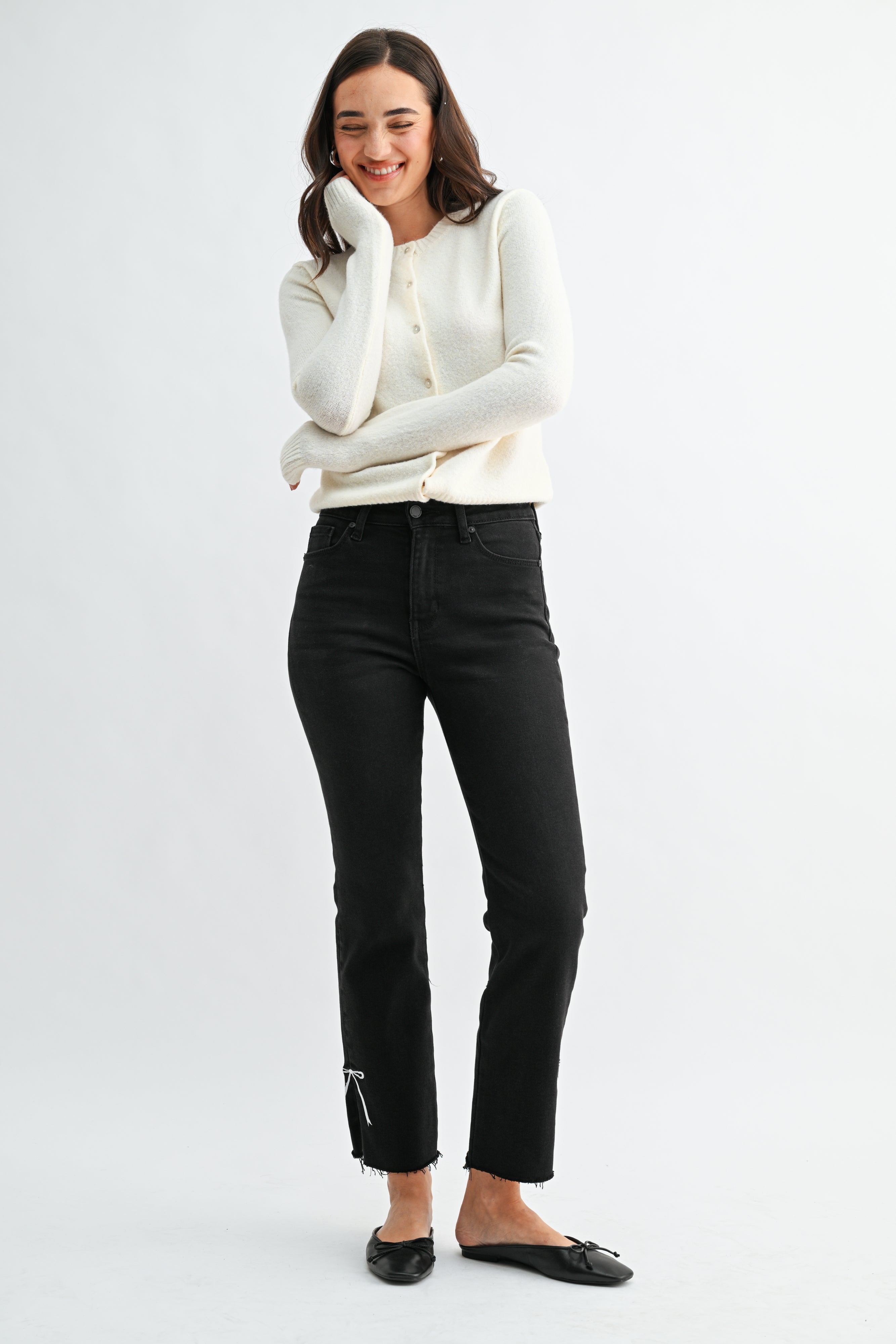 Elise Bow Sliced Straight Leg-1