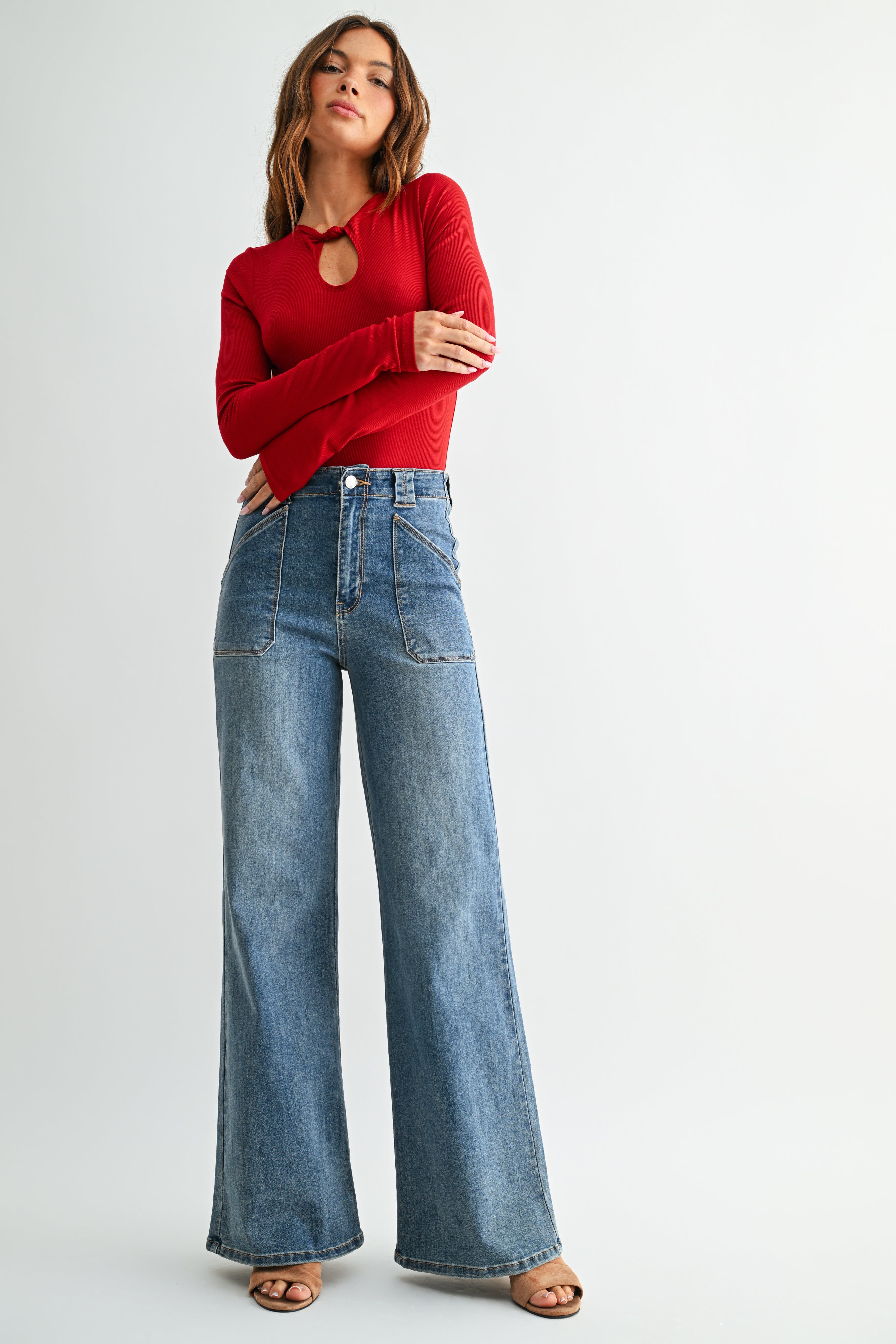 Sienna Patch Pocket Wide Leg Jean-21