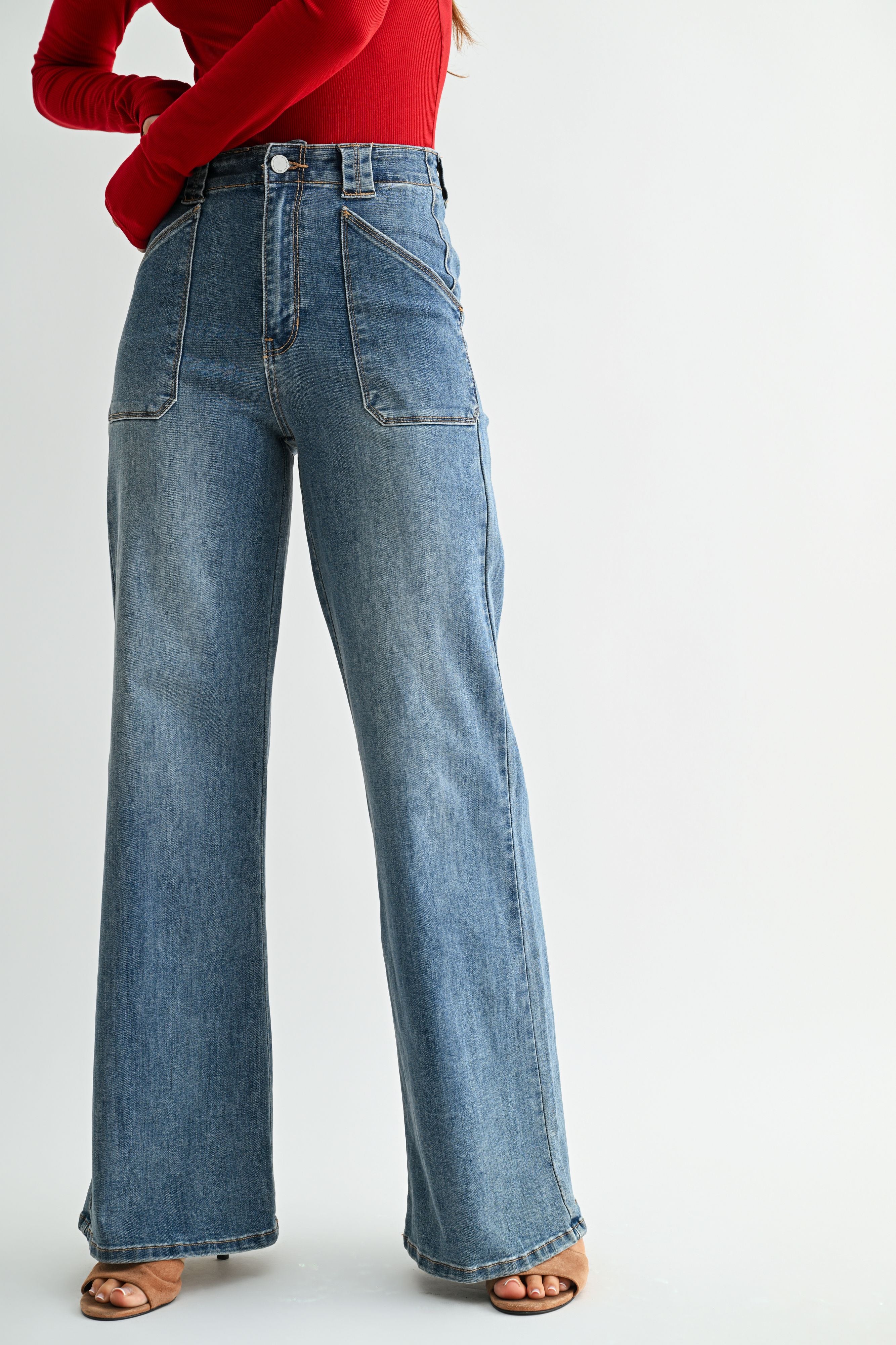Sienna Patch Pocket Wide Leg Jean-24