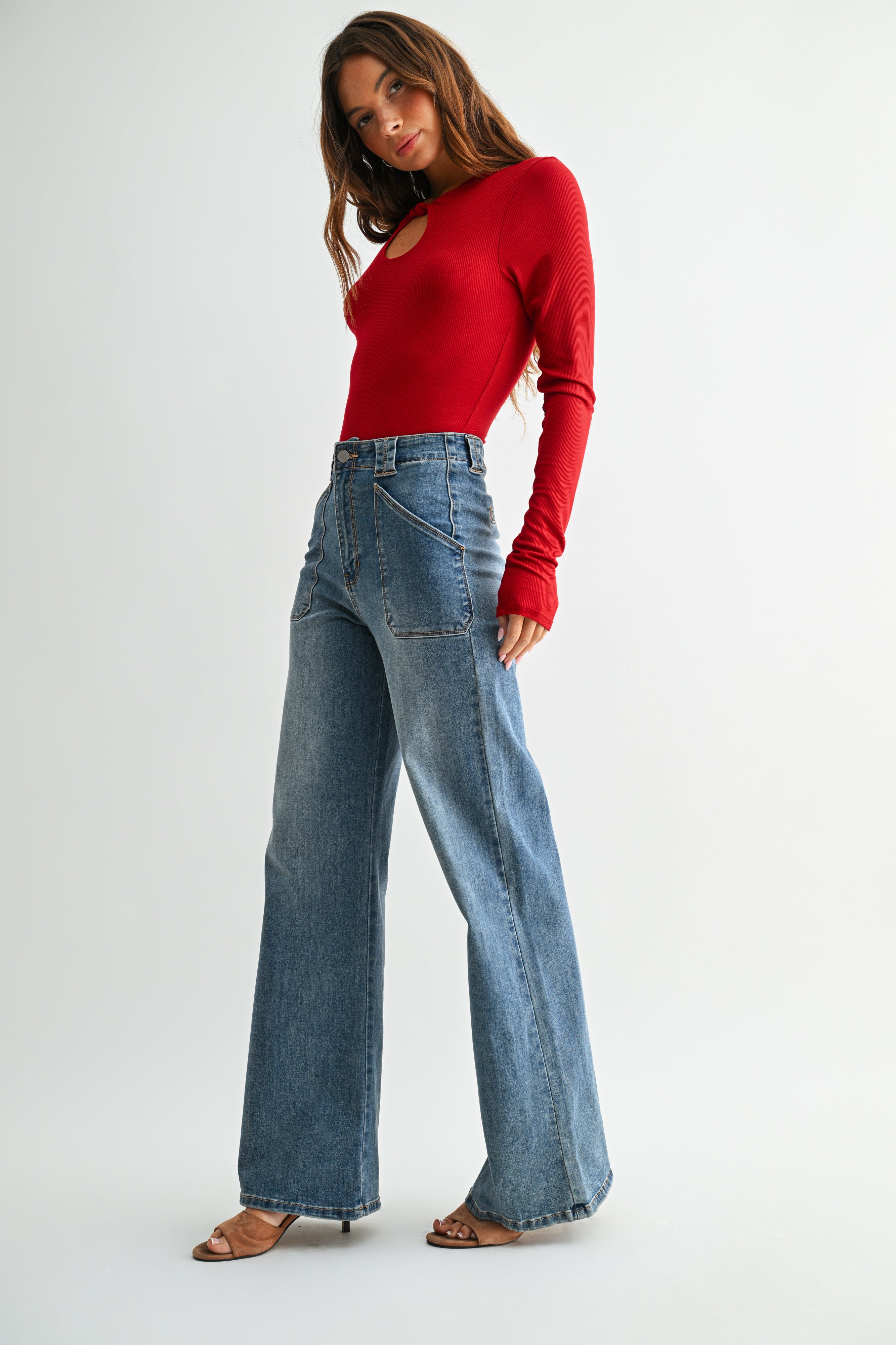 Sienna Patch Pocket Wide Leg Jean-22