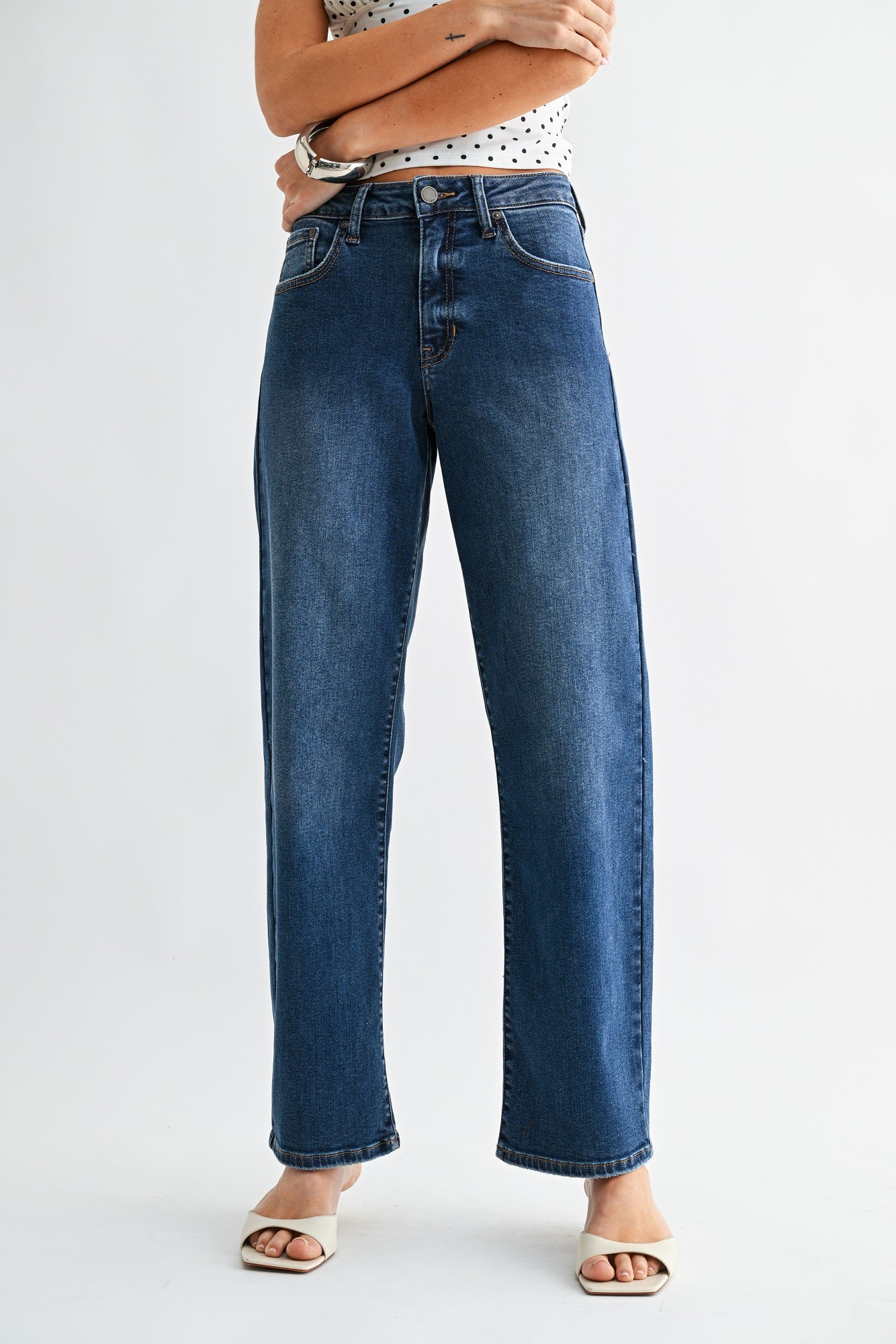 パンツ BEEDEN JQ WIDE STRAIGHT DENIM Jana Mid Rise Bowed Straight Leg Jean | Women's Stretch Denim