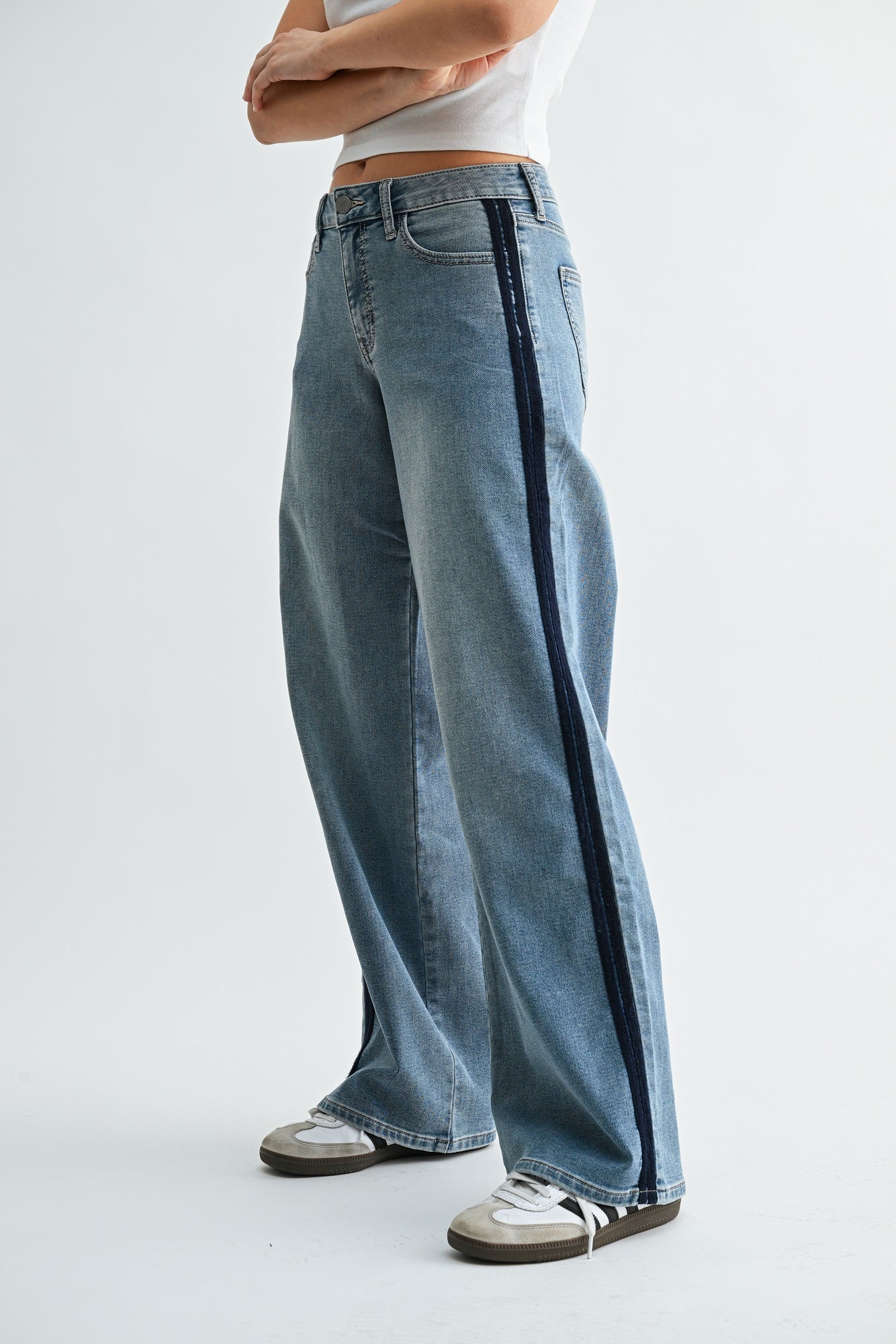 Stevie Mid Rise Tuxedo Pants-1