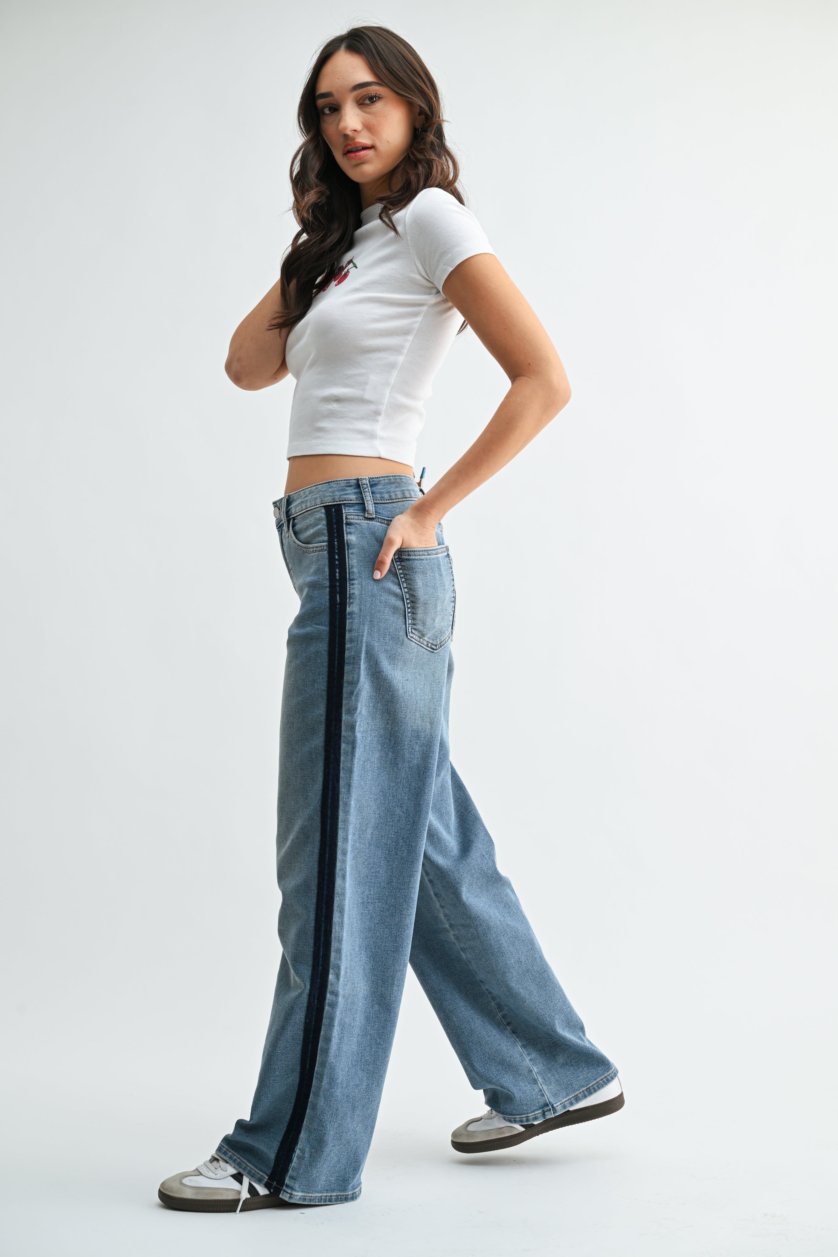 Stevie Mid Rise Tuxedo Pants-3
